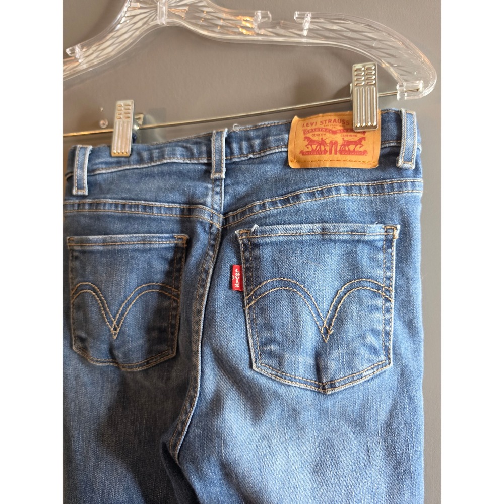 Levis 720 High Rise Super Skinny Distressed Blue Jeans Girls Size 8 Reg